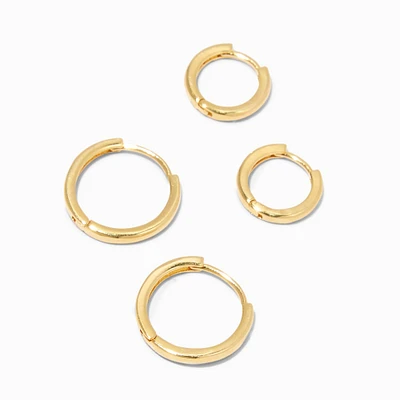 C LUXE by Claire's 18kt Gold Plated 8mm & 12mm Clicker Hoop Earrings - 2 Pack