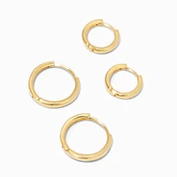 C LUXE by Claire's 18kt Gold Plated 8mm & 12mm Clicker Hoop Earrings - 2 Pack