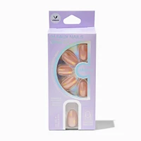 Gold Glitter Celestial Medium Oval Vegan Faux Nail Set - 24 Pack