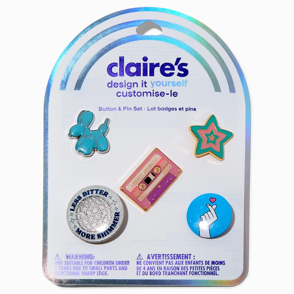 DIY Retro Music Pin Set - 5 Pack