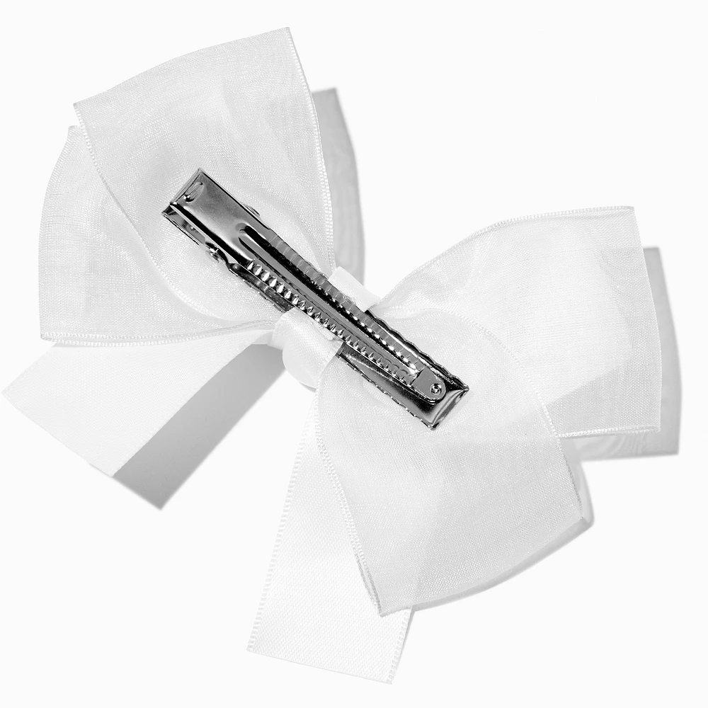 Claire's Club White Satin Chiffon Hair Bow Clip