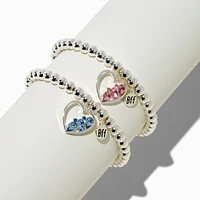 Best Friends Gem Heart Charm Beaded Stretch Bracelets - 2 Pack