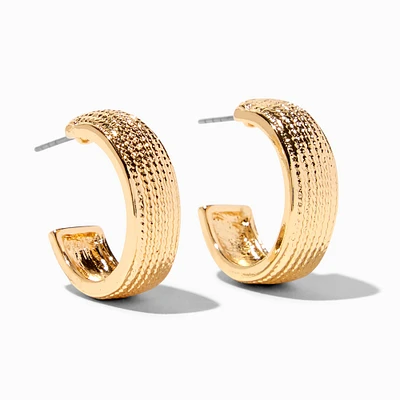 Gold-tone Tire Print 20mm Hoop Earrings
