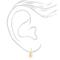 Gold-tone Daisy 10mm Huggie Hoop Earrings