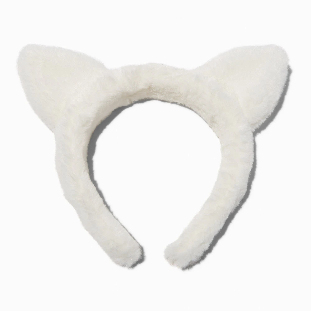 Furry White Cat Ears Headband