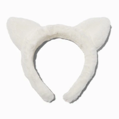Furry White Cat Ears Headband