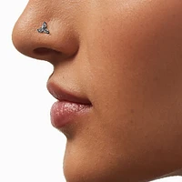 20G Silver-tone Stainless Steel Cubic Zirconia Mixed Bling Nose Studs - 6 Pack