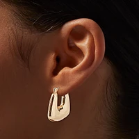 Gold-tone Textured Mixed Hoop Earring Stackables Set - 3 Pack