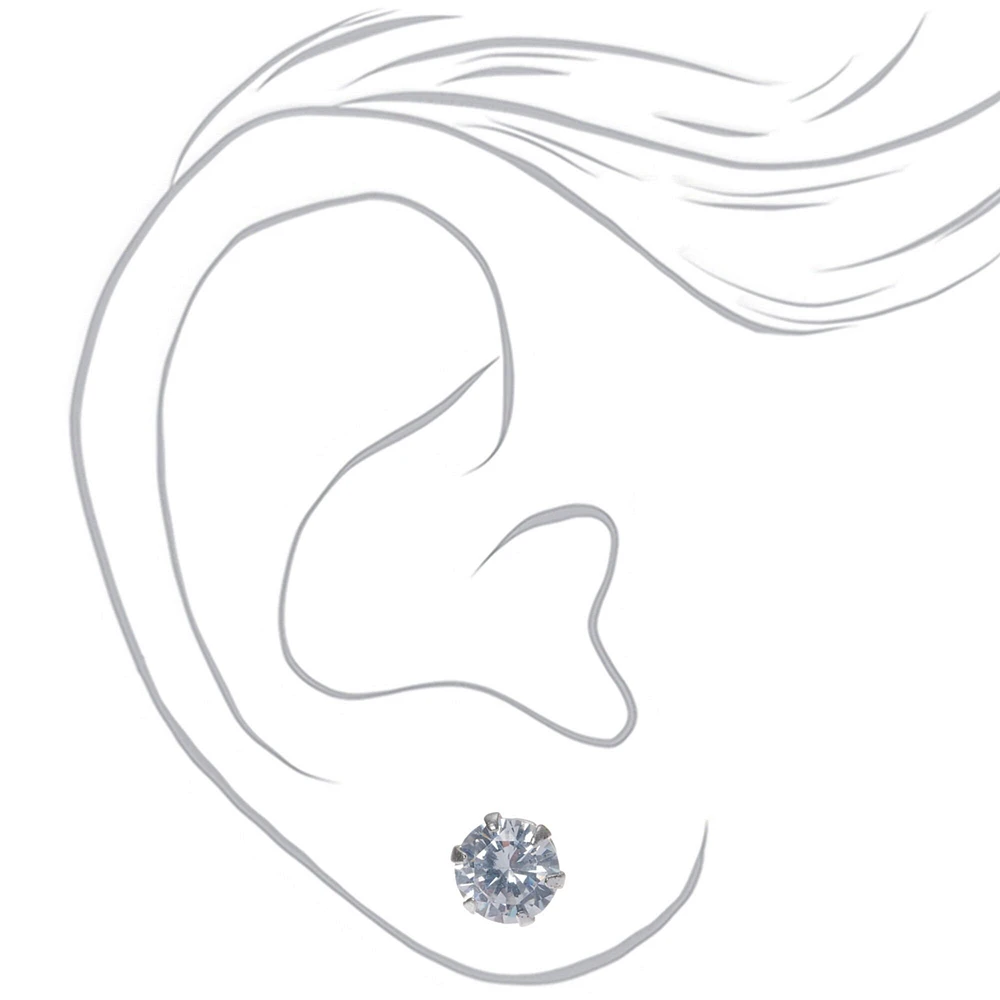 C LUXE by Claire's Sterling Silver Cubic Zirconia 6mm Round Stud Earrings