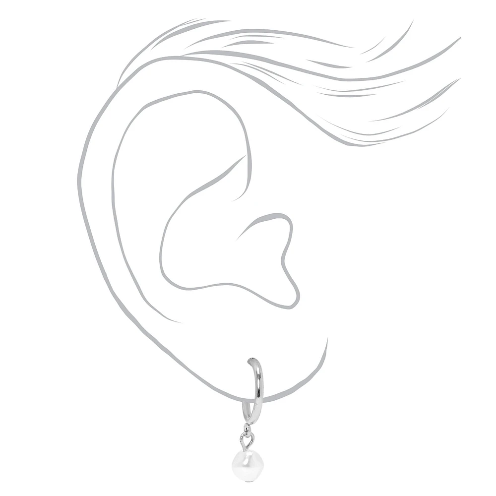 Silver Mixed Pearl Earrings Set - 9 Pack