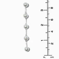 Silver-tone Pearl Column 3.5" Drop Earrings