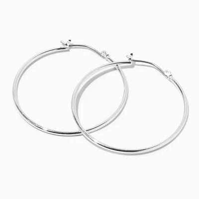 Silver-tone 40mm Thin Hoop Earrings