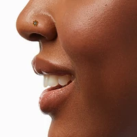 20G Gold-tone Titanium Cubic Zirconia Beaded Flower Nose Stud