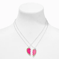 Best Friends Watermelon Split Heart Pendant Necklaces - 2 Pack