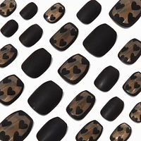 Sheer Black Heart Coffin Press On Vegan Faux Nail Set - 24 Pack