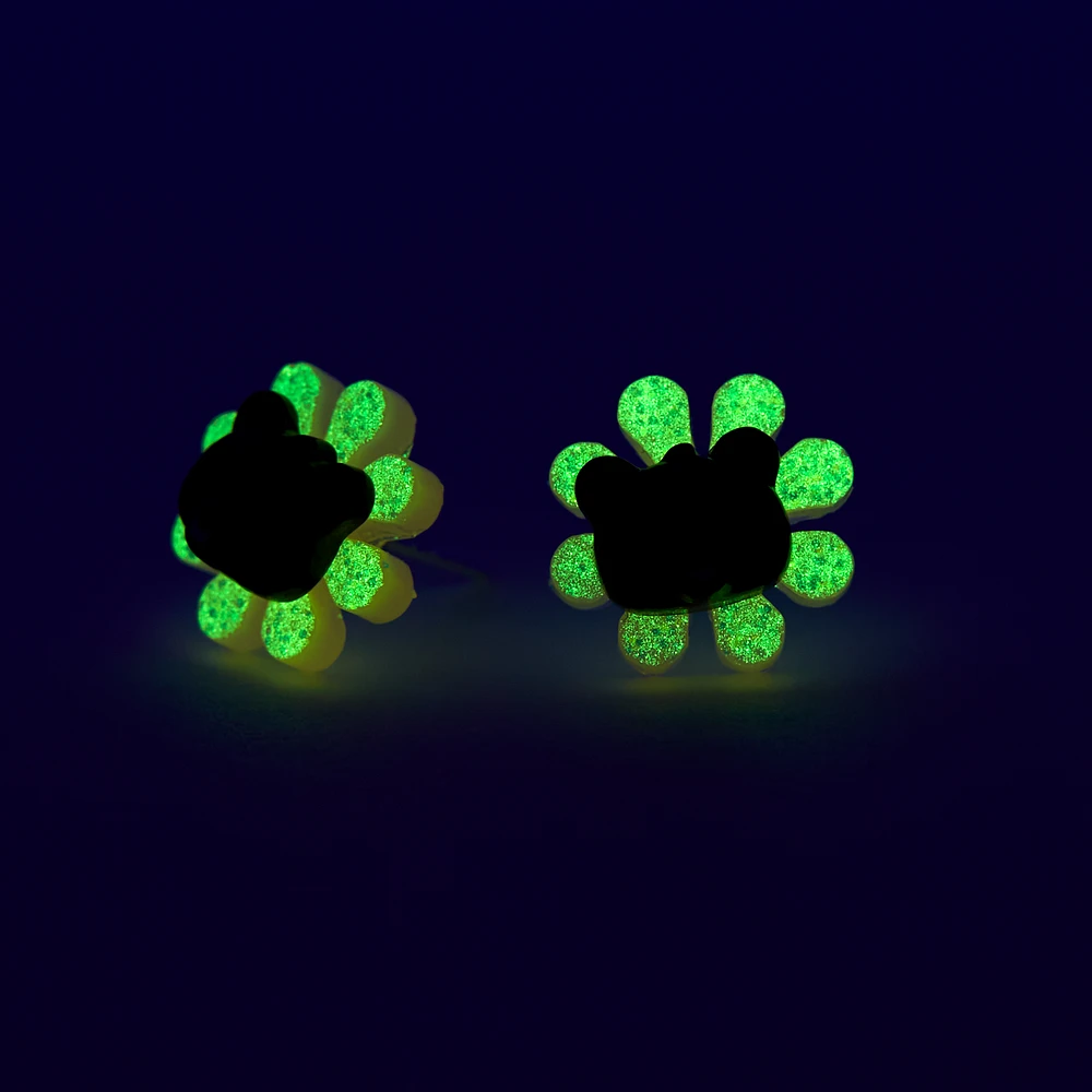 C LUXE by Claire's Sterling Silver Post Glow in the Dark Bear Flower Stud Earrings