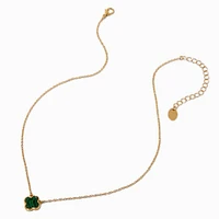 Green Enamel Clover Pendant Necklace