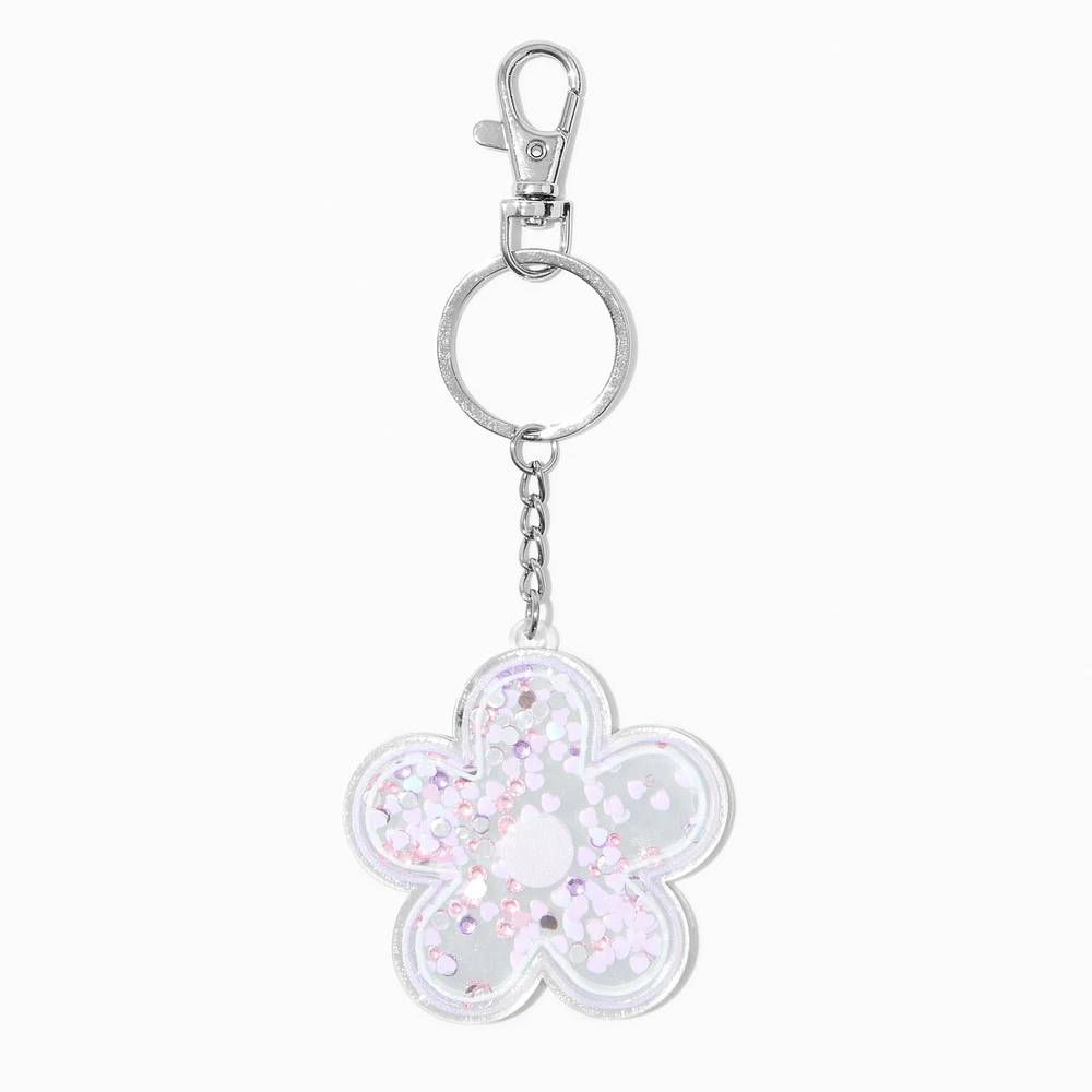 Purple Daisy Shaker Mirror Keychain