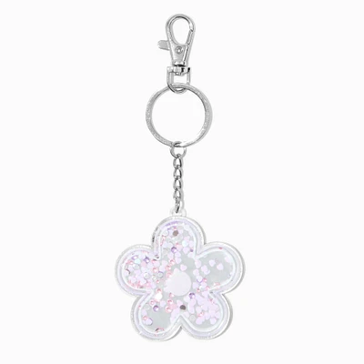 Purple Daisy Shaker Mirror Keychain