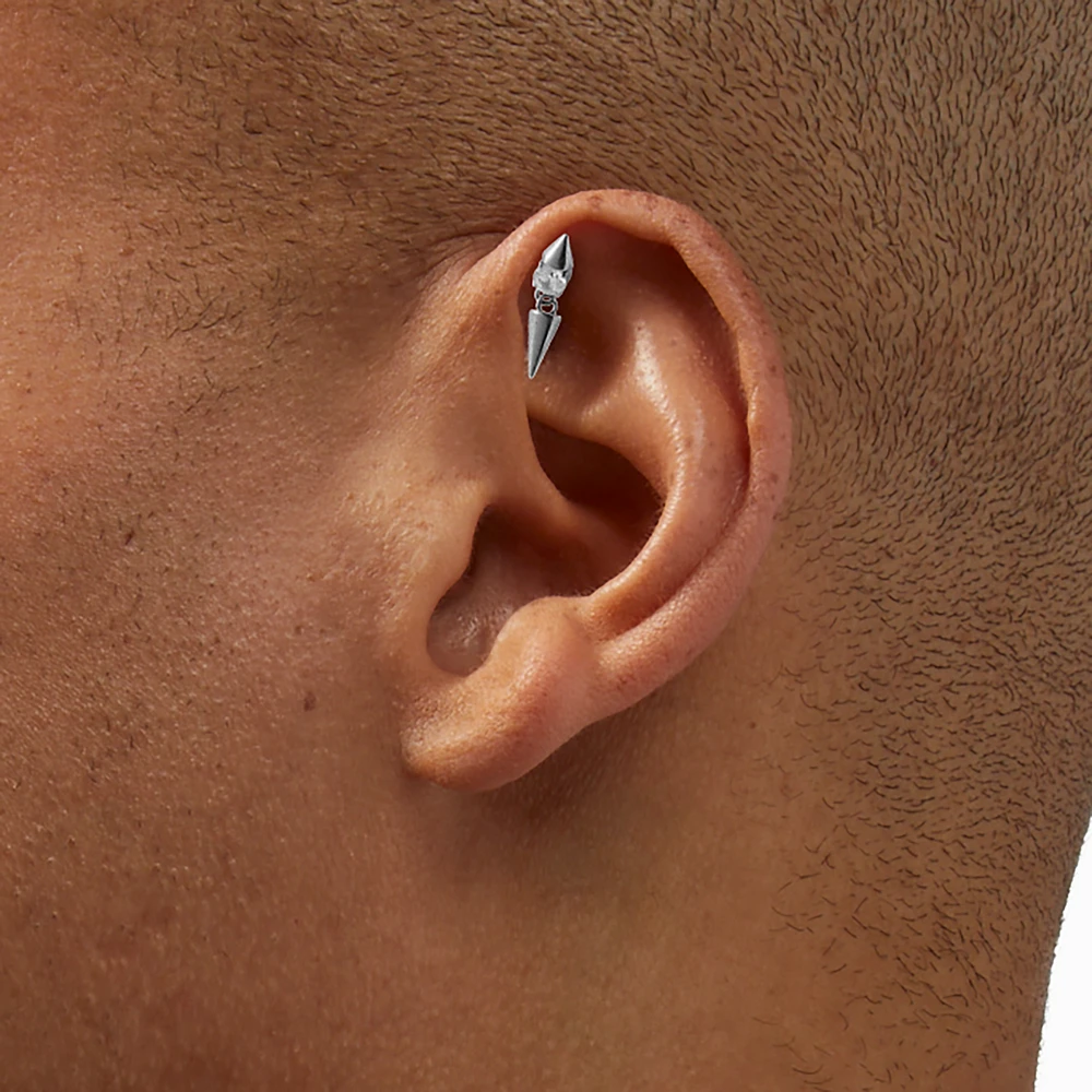 Silver-tone Titanium Spike 16G Helix Earring - 3 Pack
