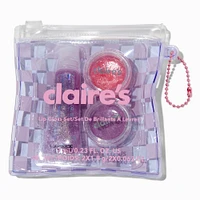 Purple Checkered Lip Gloss Palette Set - 3 Pack