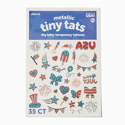 Stars & Stripes Mini Metallic Temporary Tattoo Pack - 35 Pack