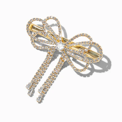 Gold Rhinestone Drip Hair Bow Clip 