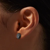 Black Splatter Button Faux Ear Plug Earrings