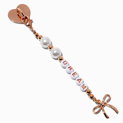 Gold-tone Bow & Pearl "Dream" Sticker Charm