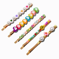 Cute Mixed Beaded Bobby Pins - 5 Pack