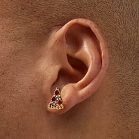 Gold-tone Crystal Pizza Stud Earrings 
