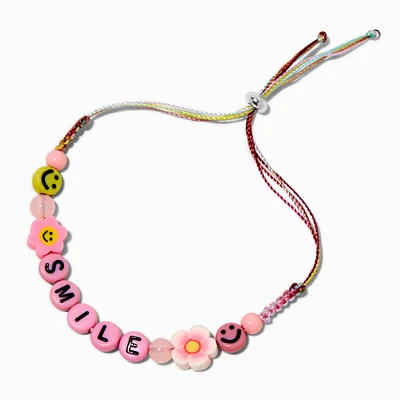 Pink "Smile" Happy Face Adjustable Bracelet