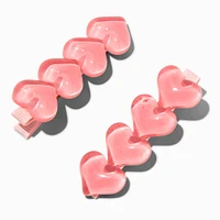 Pink Puffy Heart Hair Clips - 2 Pack