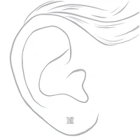 C LUXE by Claire's Sterling Silver Cubic Zirconia 6mm Square Martini Stud Earrings