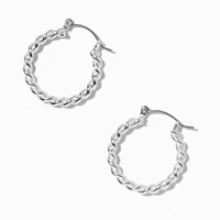 Silver-tone 20mm Twisted Hoop Earrings