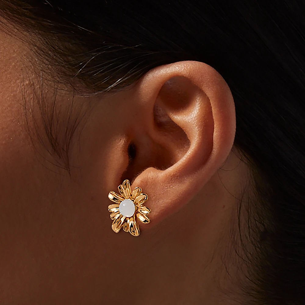 Gold-tone Daisy Stud Earrings