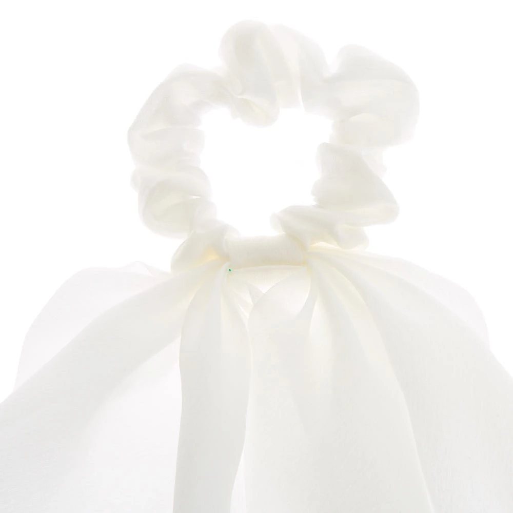 White Small Hair Scrunchie Scarf