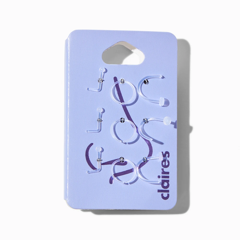 20G Mixed BioFlex® Stud & Hoop Nose Rings - 6 Pack