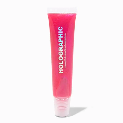 Hot Pink Holographic Glossy Lip Gloss Tube