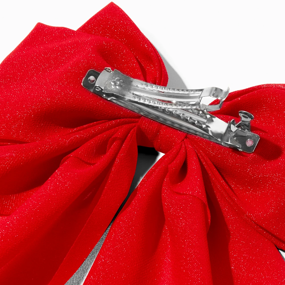 Red Long Tail Hair Bow Clip
