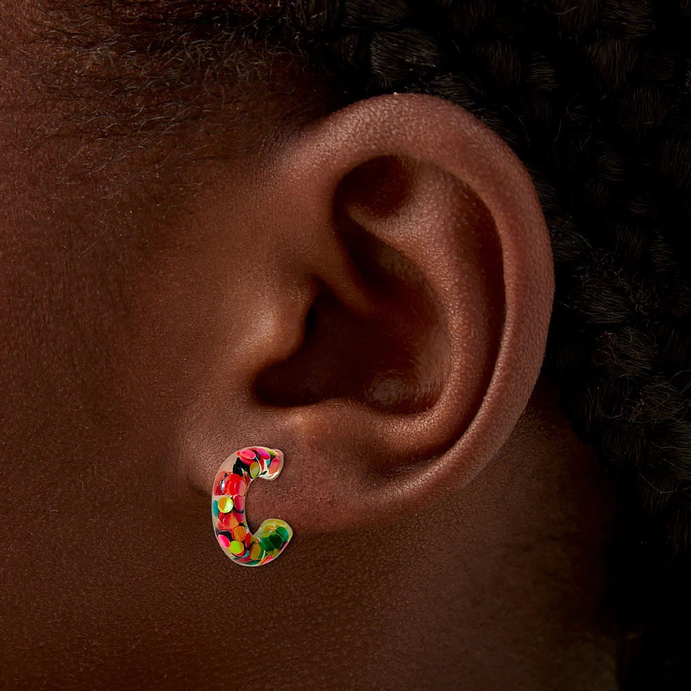 Rainbow Confetti Hoop Earrings
