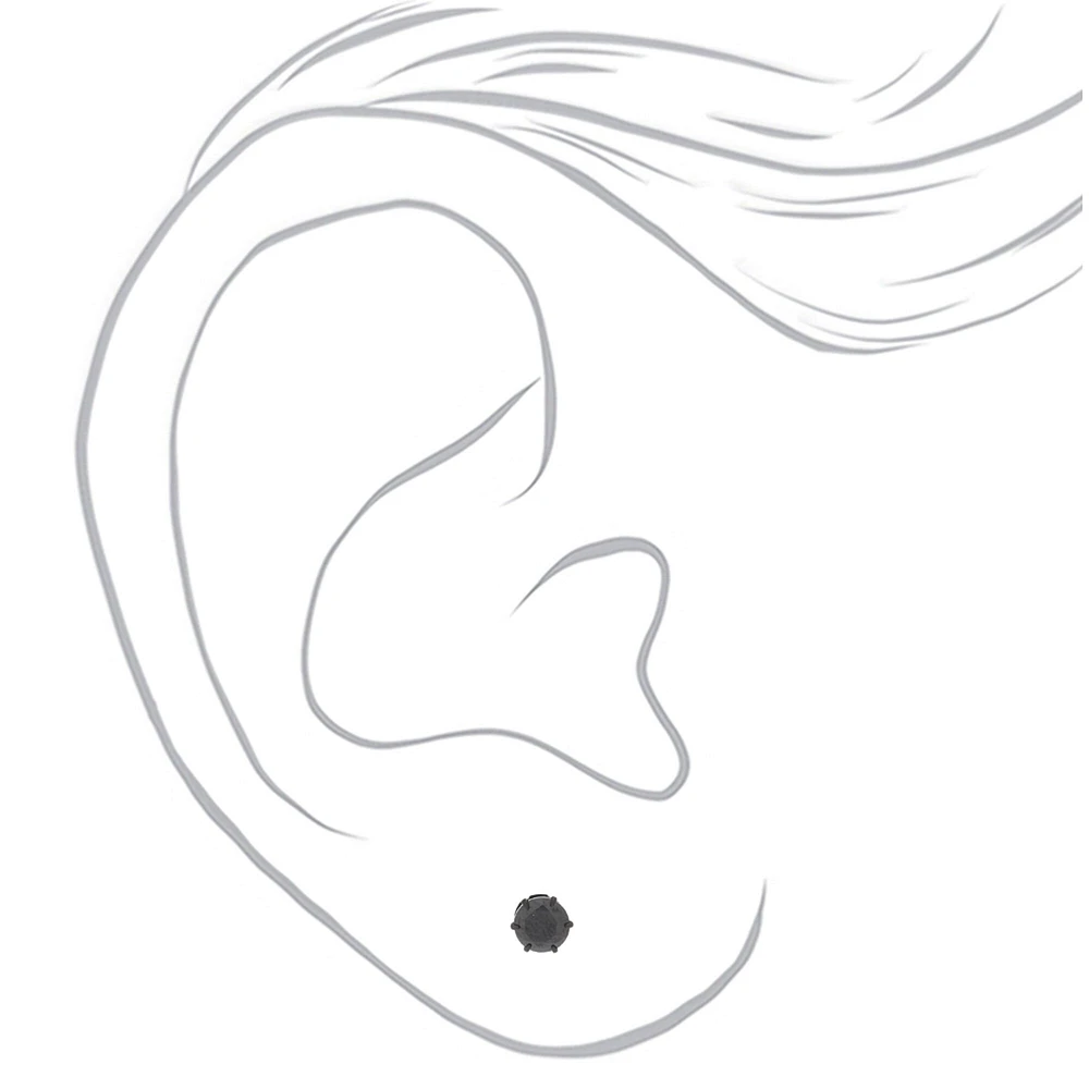C LUXE by Claire's Black Titanium Cubic Zirconia 5mm Round Stud Earrings