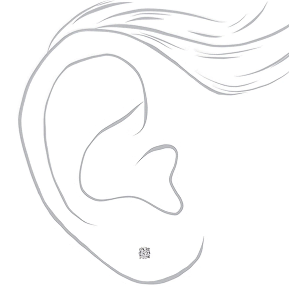 Sterling Silver Cubic Zirconia 5mm Round Basket Stud Earrings