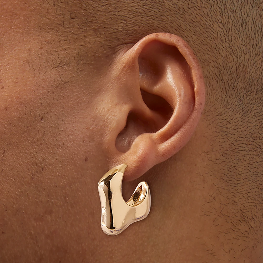 Gold-tone Thick Melty Hoop Earrings 