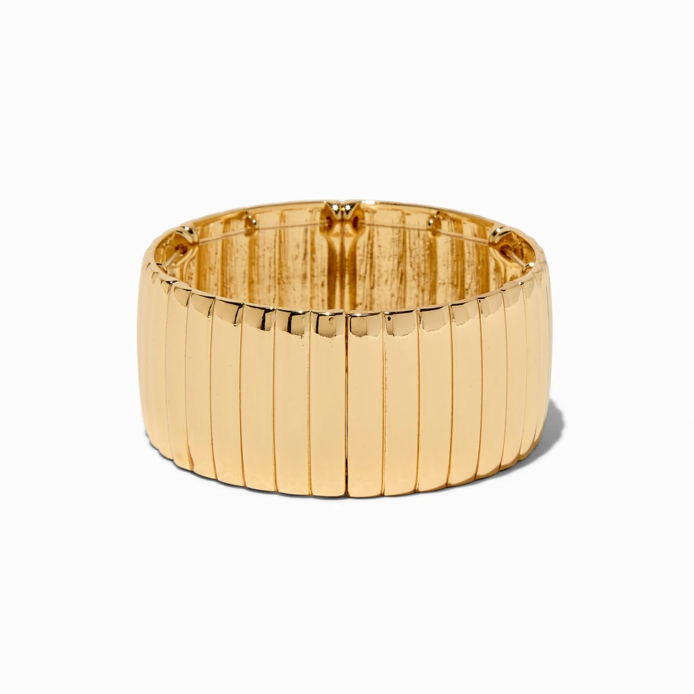 Gold-tone Thick Ribbed Stretch Bracelet