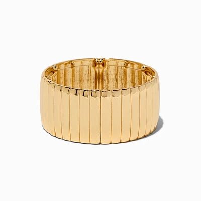 Gold-tone Thick Ribbed Stretch Bracelet