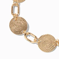 Gold-tone Textured Disc Chain Bracelet