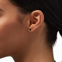 C LUXE by Claire's Silver-tone Titanium Black Cubic Zirconia 4mm Square Stud Earrings