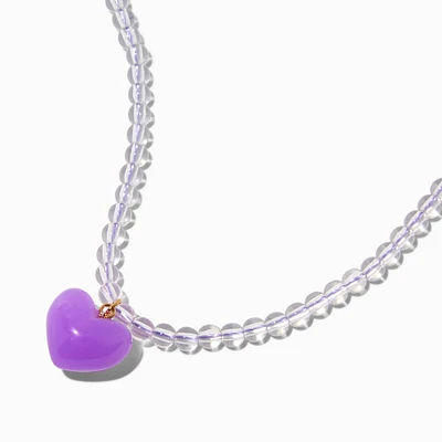 Claire's Club Purple Puffy Heart Pendant Necklace