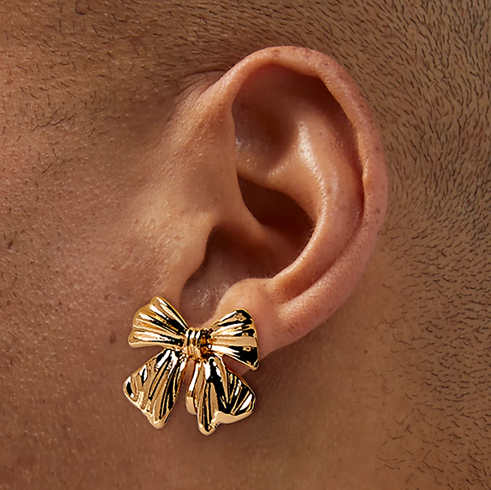 Gold-tone Bow Clip-On Earrings